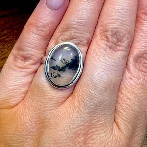 Ocean Reef Agate Sterling Silver Ring Size 6